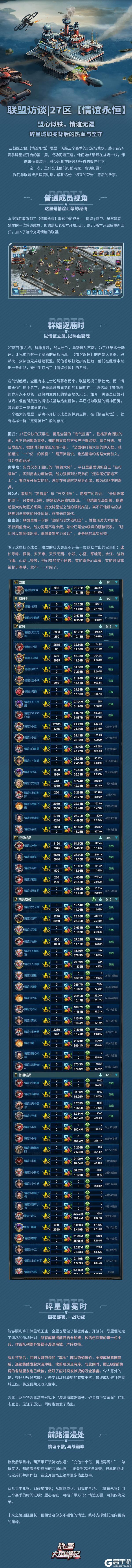 《战警：大国崛起》联盟访谈 | 27区【情谊永恒】：盟心似铁，情谊无疆