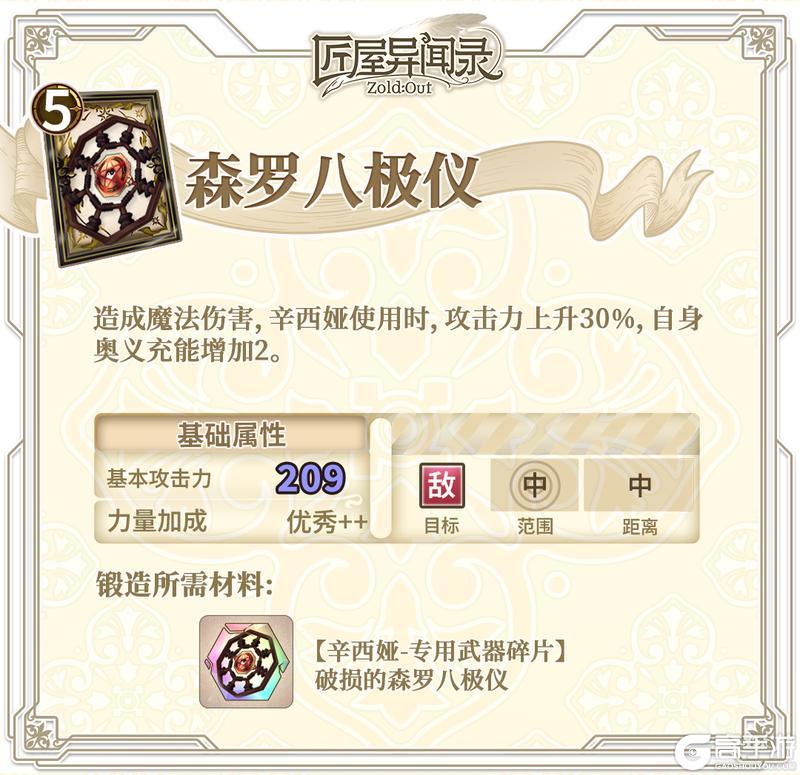 《匠屋异闻录》【锻造秘典】辛西娅推荐武器锻造指南