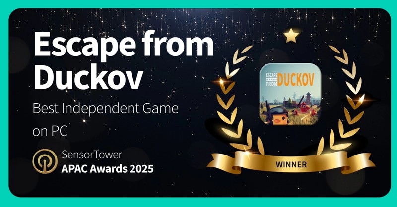 年度最佳PC独立游戏!《逃离鸭科夫》获Sensor Tower APAC Awards 2025奖项
