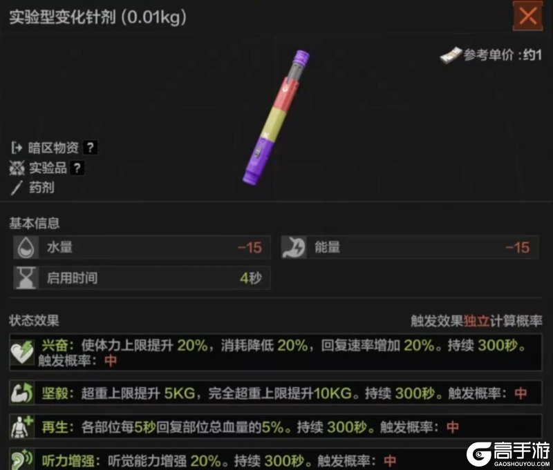 《暗区突围》药剂攻略：药剂功效&使用攻略