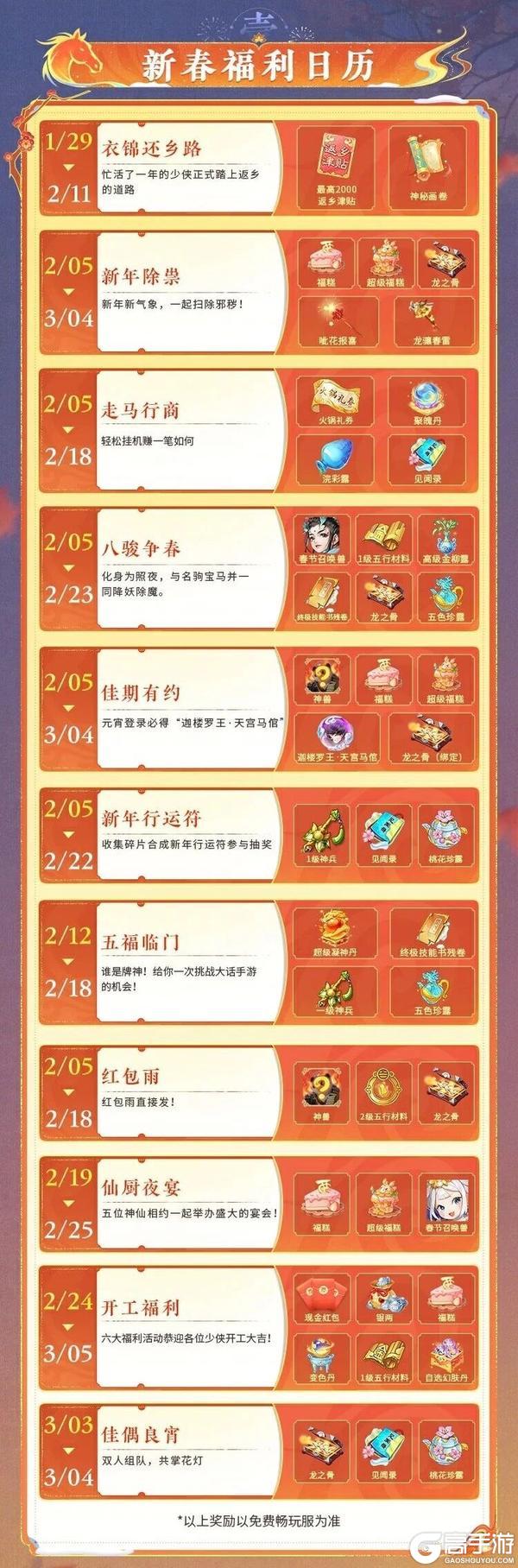 《大话西游》签到免费领幻肤！马年新春福利活动汇总！