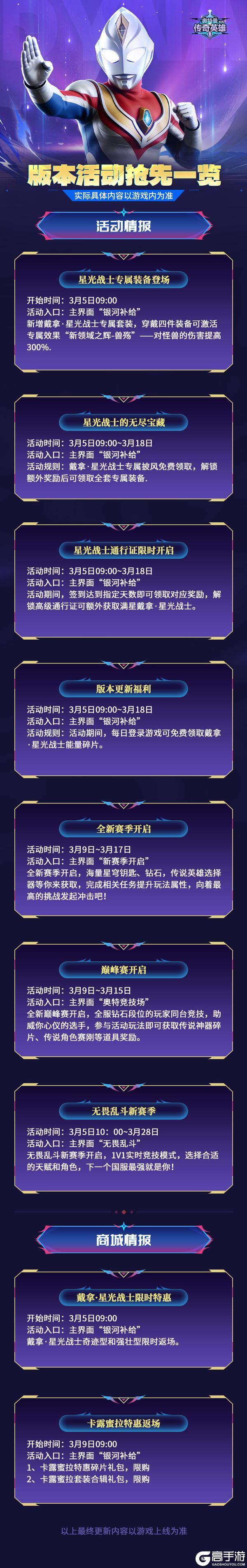 《奥特曼传奇英雄》版本活动抢先一览