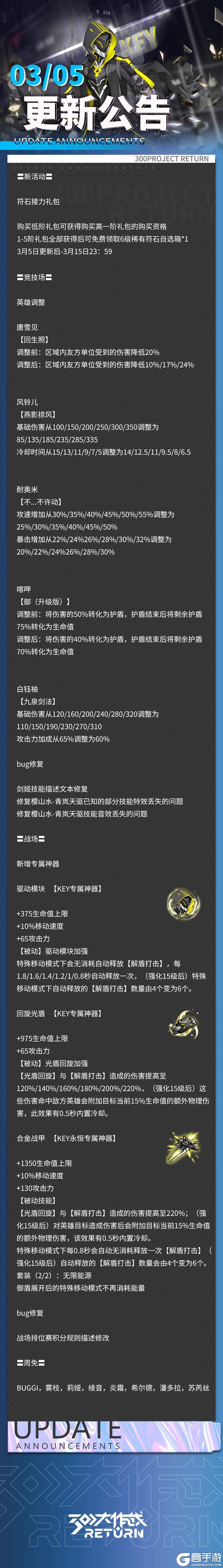《300大作战》3月5日更新公告