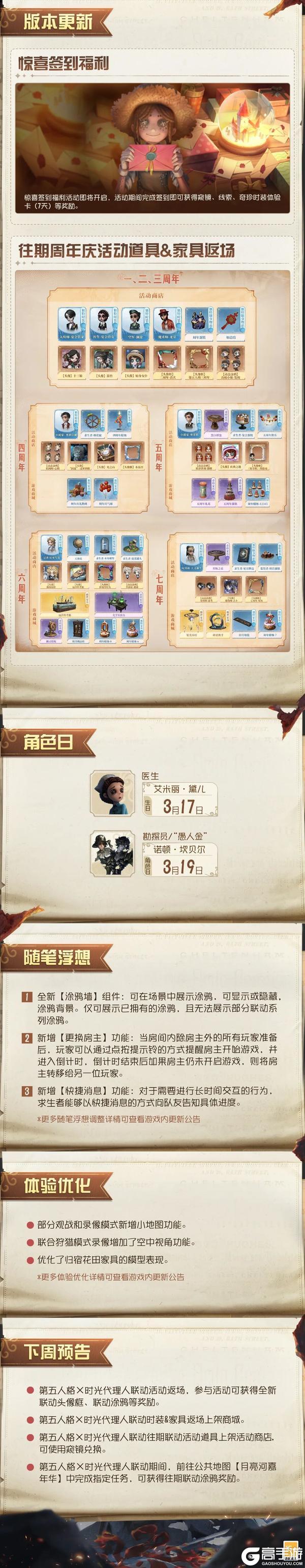 《第五人格》2026年3月12日维护公告