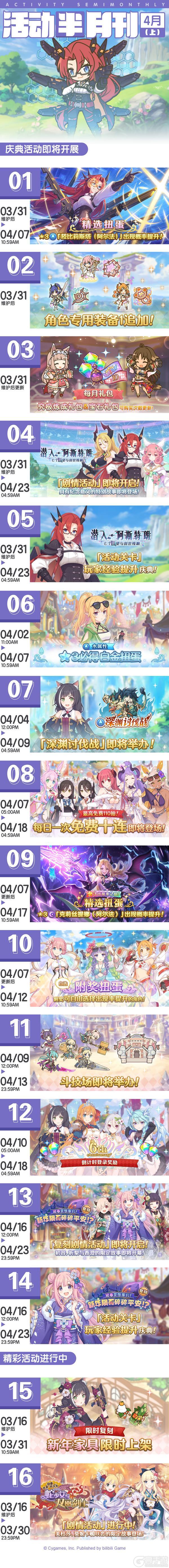 《公主连结》四月上旬常规活动开展预告