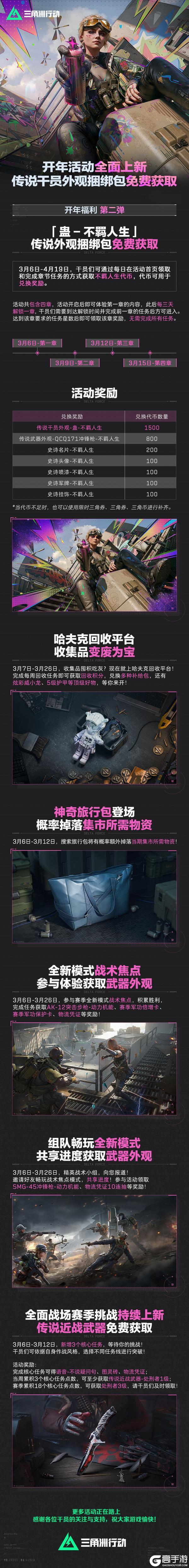 《三角洲行动》开年活动全面上新，传说干员外观捆绑包免费获取！