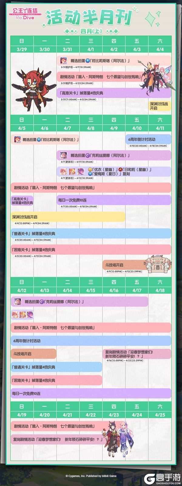《公主连结》四月上旬常规活动开展预告