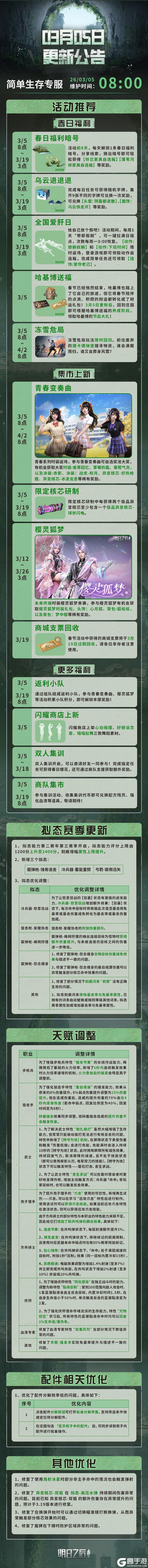 《明日之后》2026年3月4日简单生存专服更新公告