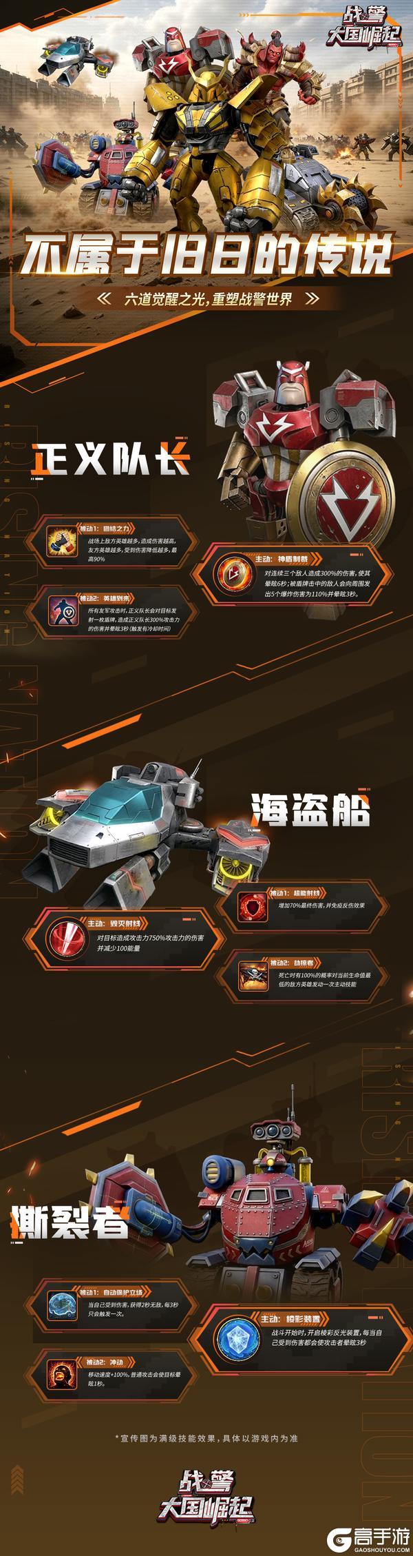 《战警：大国崛起》新版本爆料|橙色英雄：正义队长、海盗船、撕裂者 觉醒技能展示