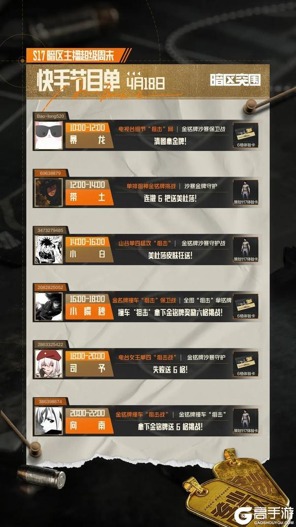 《暗区突围》主播超级周末丨全网“狙击”主播，拿金铭牌！