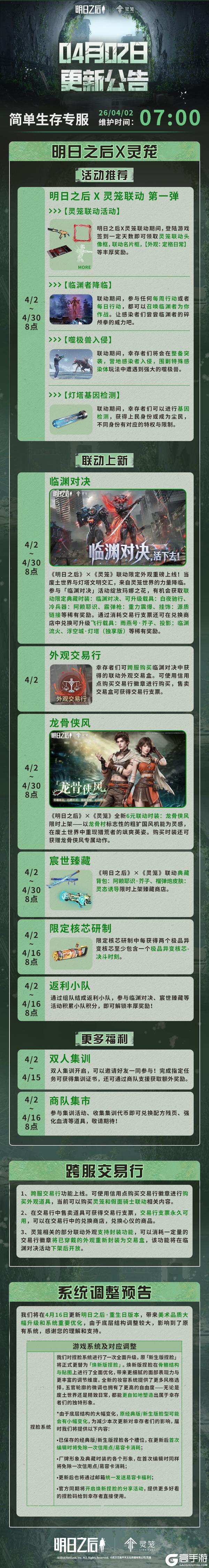 《明日之后》2026年4月1日简单生存服更新公告