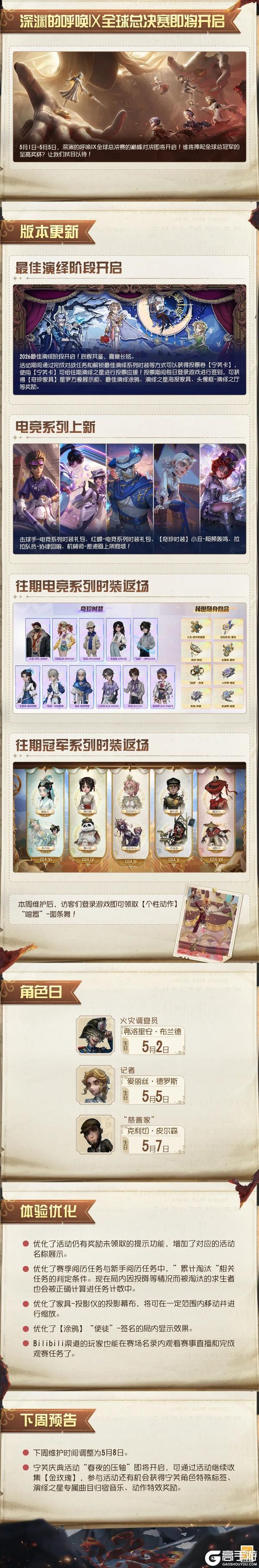 《第五人格》2026年4月30日维护公告