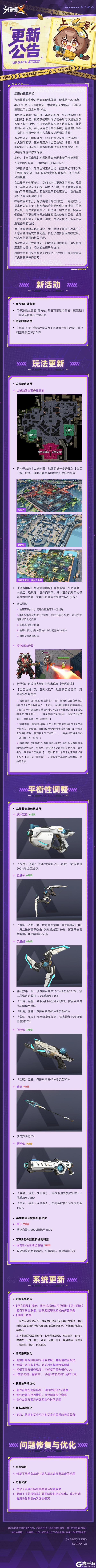 《头号禁区》「干票大测试」4月17号更新公告