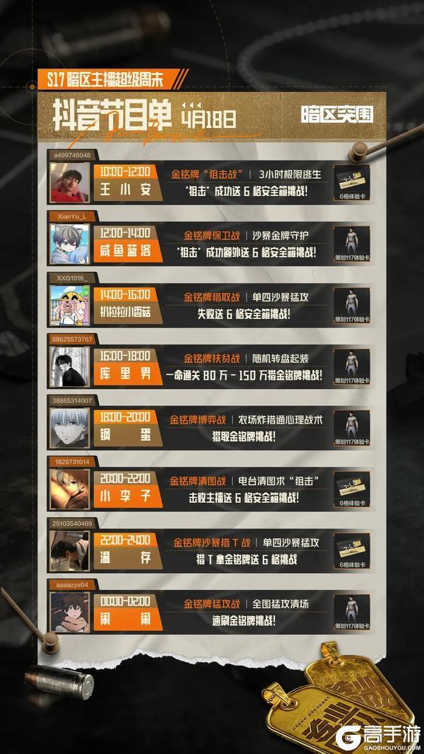 《暗区突围》主播超级周末丨全网“狙击”主播，拿金铭牌！