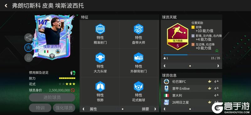 《FC足球世界》巨星来袭：明日之星高中锋推荐——埃斯波西托