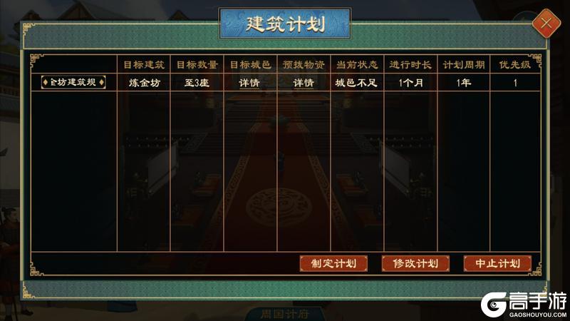 《大周列国志》建筑计划功能介绍