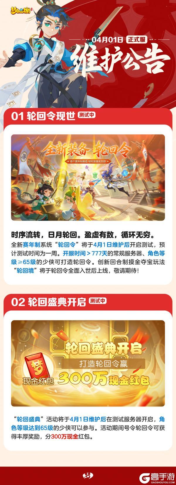 《梦幻西游》正式服丨4月1日正式服维护公告一图速览