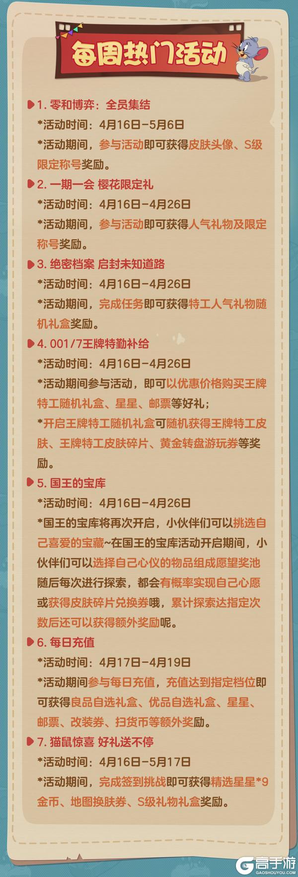 《猫和老鼠》4.16更新公告丨更多精彩快来一览具体内容吧！