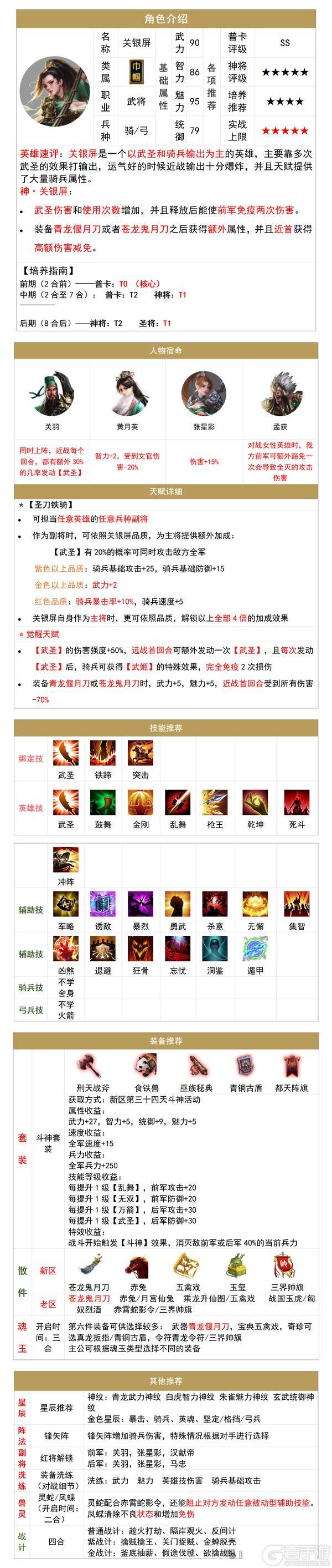 《骑兵冲突》英雄攻略：「关银屏」技能&装备搭配推荐