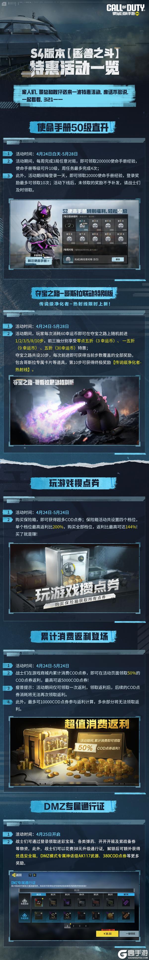 《使命召唤手游》S4版本【困兽之斗】特惠活动，一图全覆盖