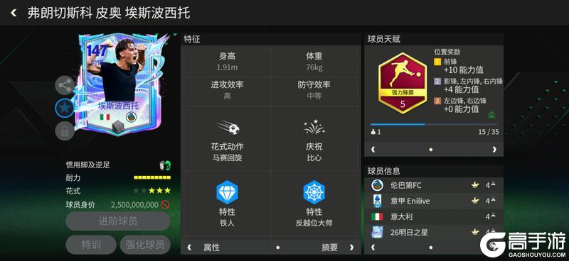 《FC足球世界》巨星来袭：明日之星高中锋推荐——埃斯波西托
