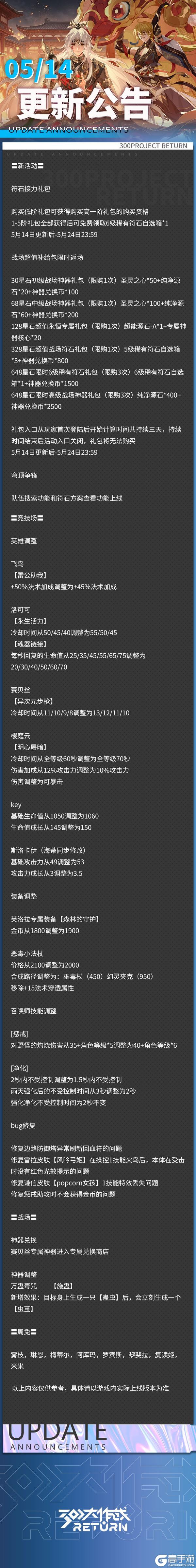 《300大作战》新公告 | 5月14日