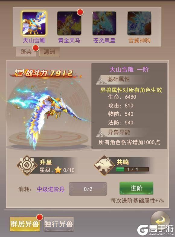 《六界仙尊》异兽系统：异兽获取&养成攻略详解