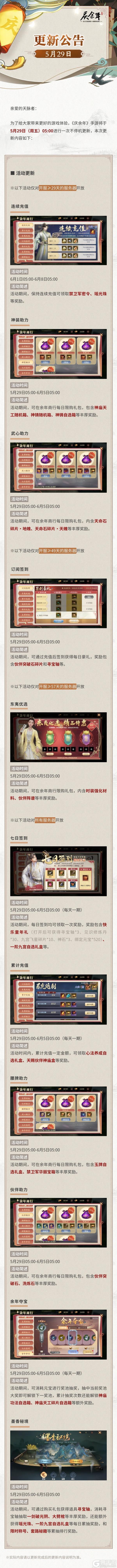 《庆余年》【公告】5月29日更新公告