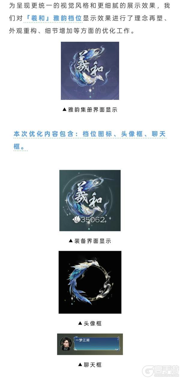 《一梦江湖》连招助手优化、羲和雅韵档位图标优化