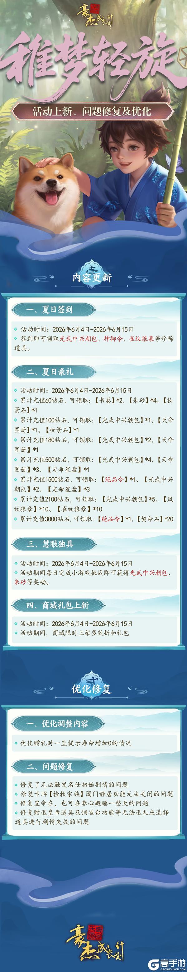 《豪杰成长计划》更新公告丨6月4日 活动上新、问题修复及优化