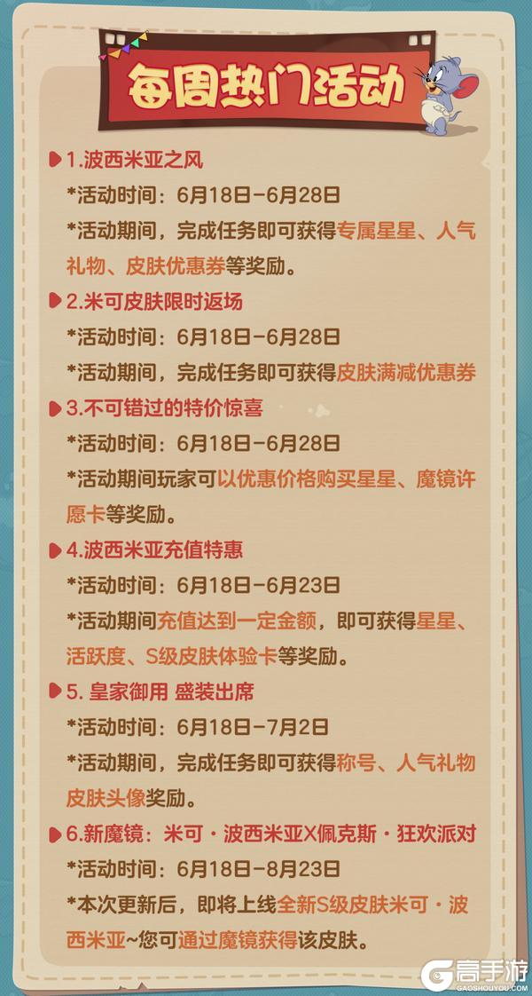 《猫和老鼠》6.18更新公告丨更多精彩快来一览具体内容吧!