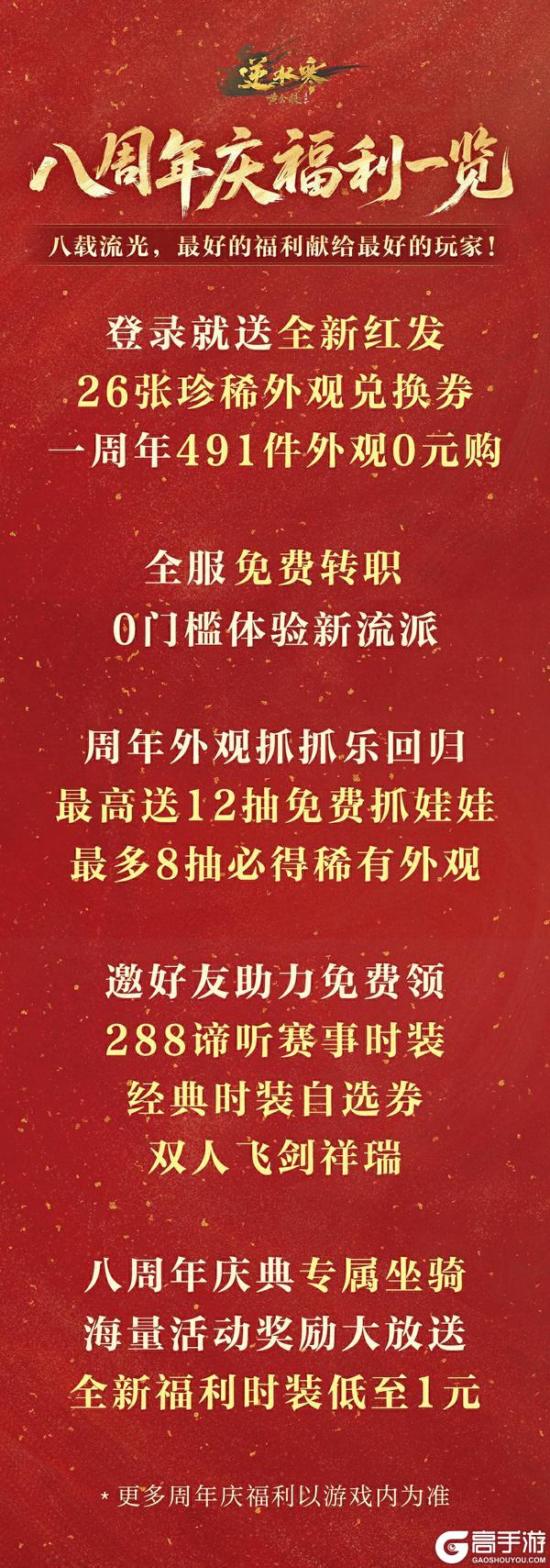 《遇见逆水寒》一周年外观，免费送！【八周年福利爆料】