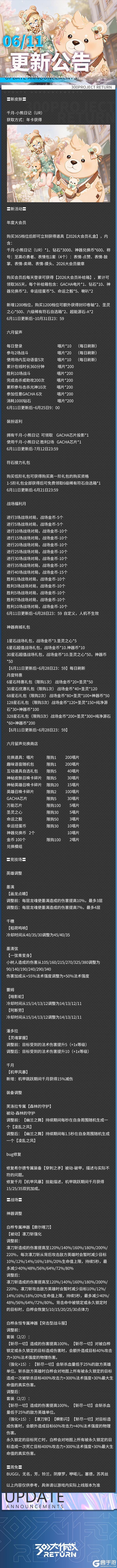《300大作战》新公告 | 6月11日