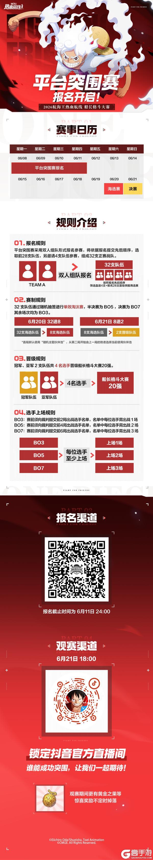 《航海王热血航线》直通格斗大赛20强!S17平台突围赛报名开启
