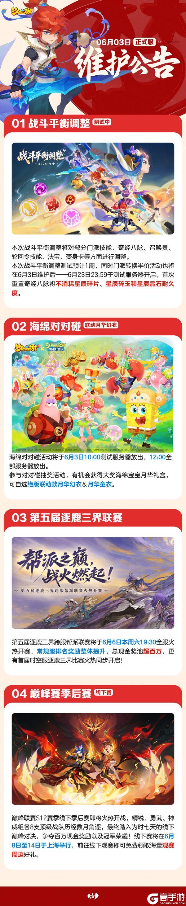 《梦幻西游》2026年06月03日维护公告一图速览