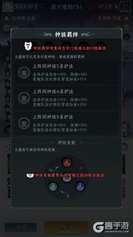 仙界大掌门--游戏玩法--克制羁绊